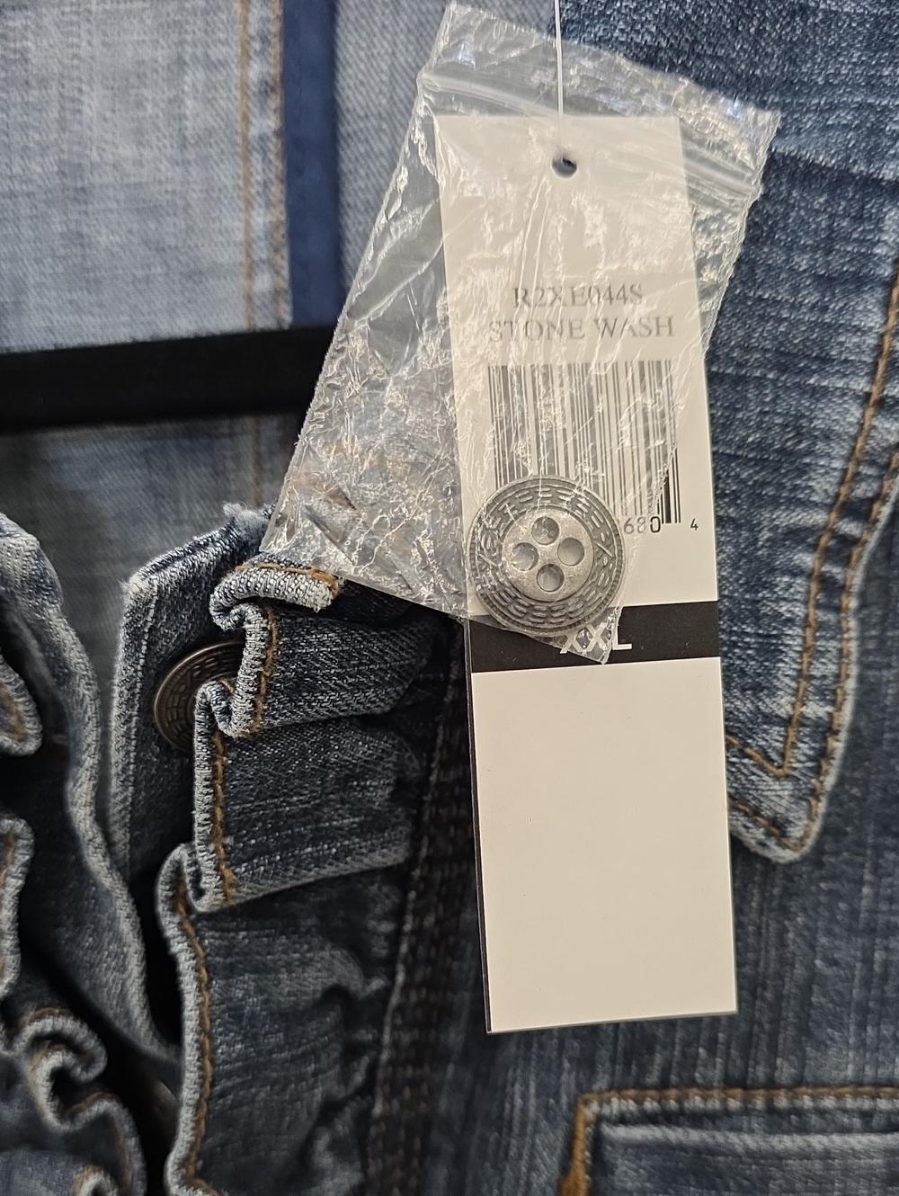 New With Tags RXB Denim Ruffled Button-Front Jacket - Blue - Picture 3 of 8